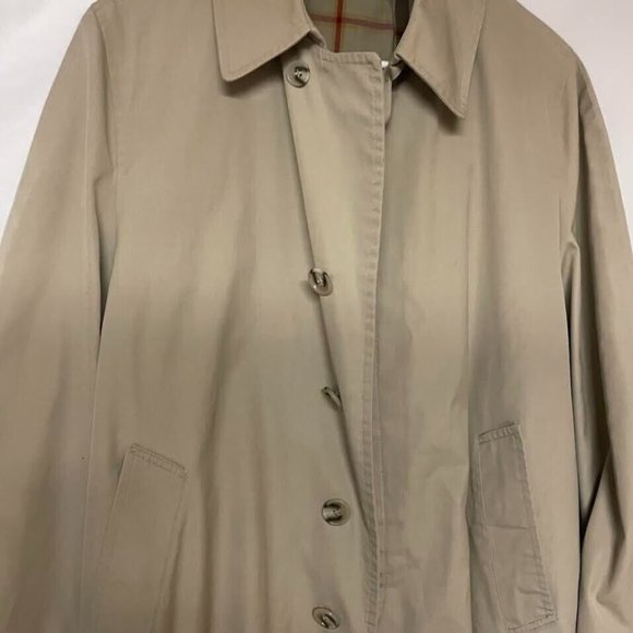 Permanent Press Trench Coat Beige men Size 38 Short No Ironing Necessary - Picture 3 of 12